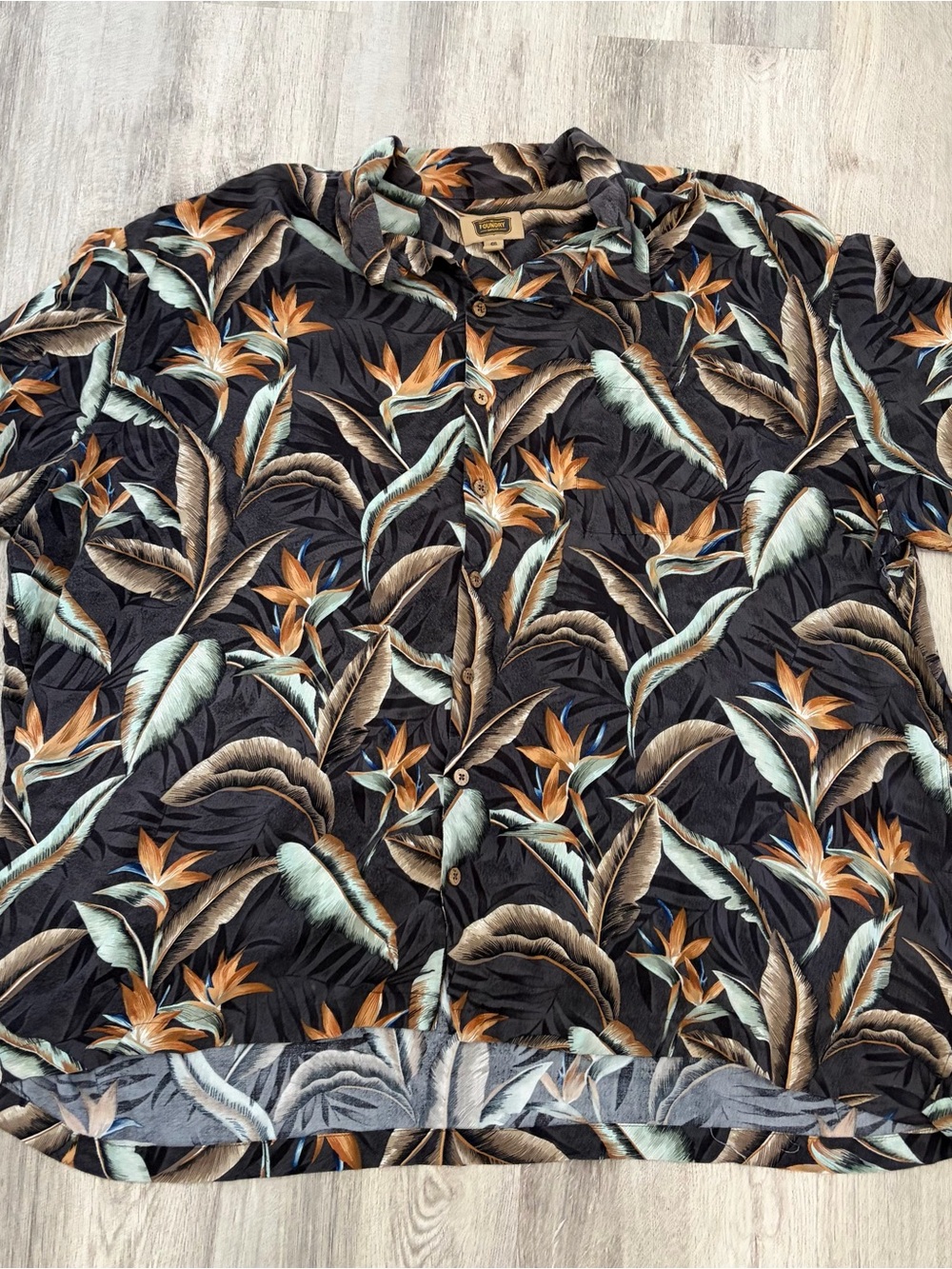 Foundry Tropical Hawaiian Button Down Mens 4XL Bird of Paradise Beach Vacation